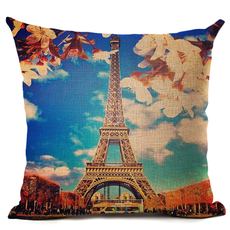 Мода 45*45 см Винтаж Эйфелева башня в Париж Триумфальная арка Творческий Пледы