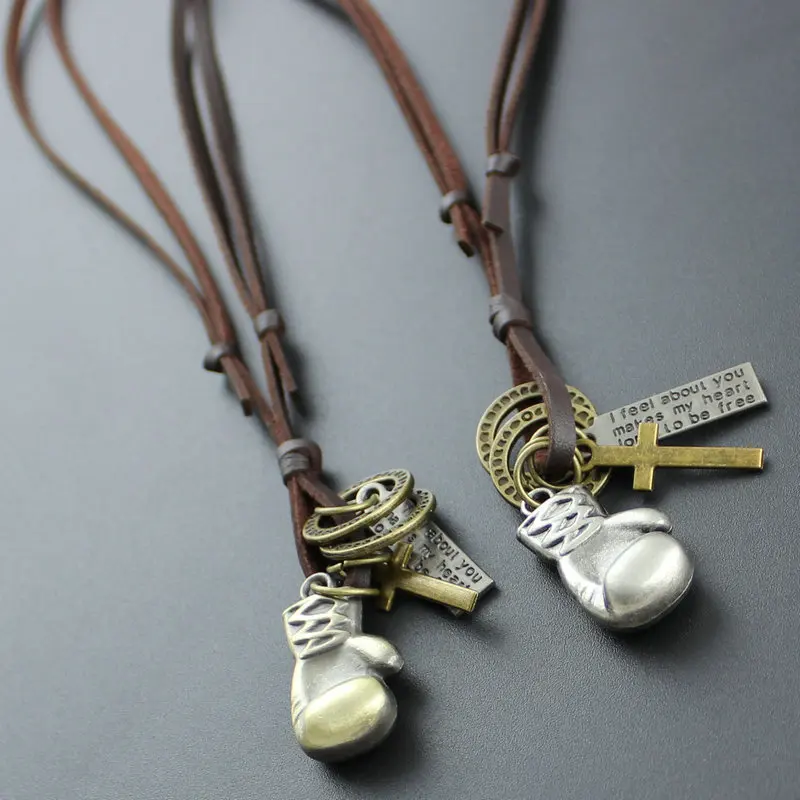 Личность Спортивная Боксёрские перчатки Homme Jewelry Подвеска Цепочки и ожерелья Для