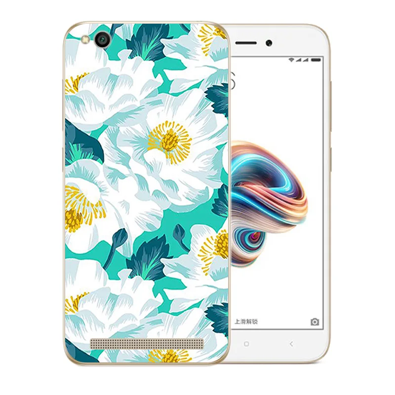 5 0 дюйма для Redmi 5A чехол телефона Xiaomi задняя крышка с цветком прозрачный тонкий