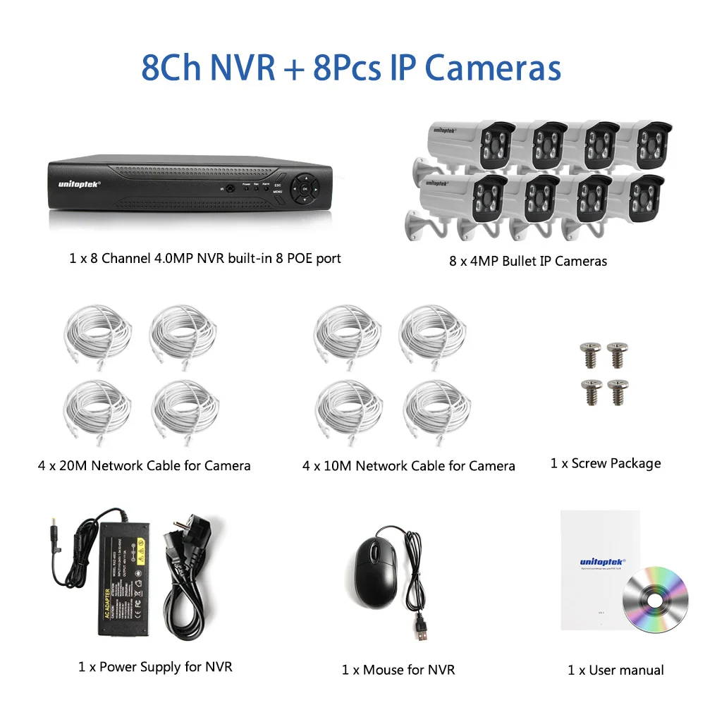 8CH 4MP система видеонаблюдения 48 В POE NVR IP камера наружная водонепроницаемая IP66 Plug And Play H.265 комплект видеонаблюдения XMEye - Цвет: 8Ch NVR n 8Pcs Cam