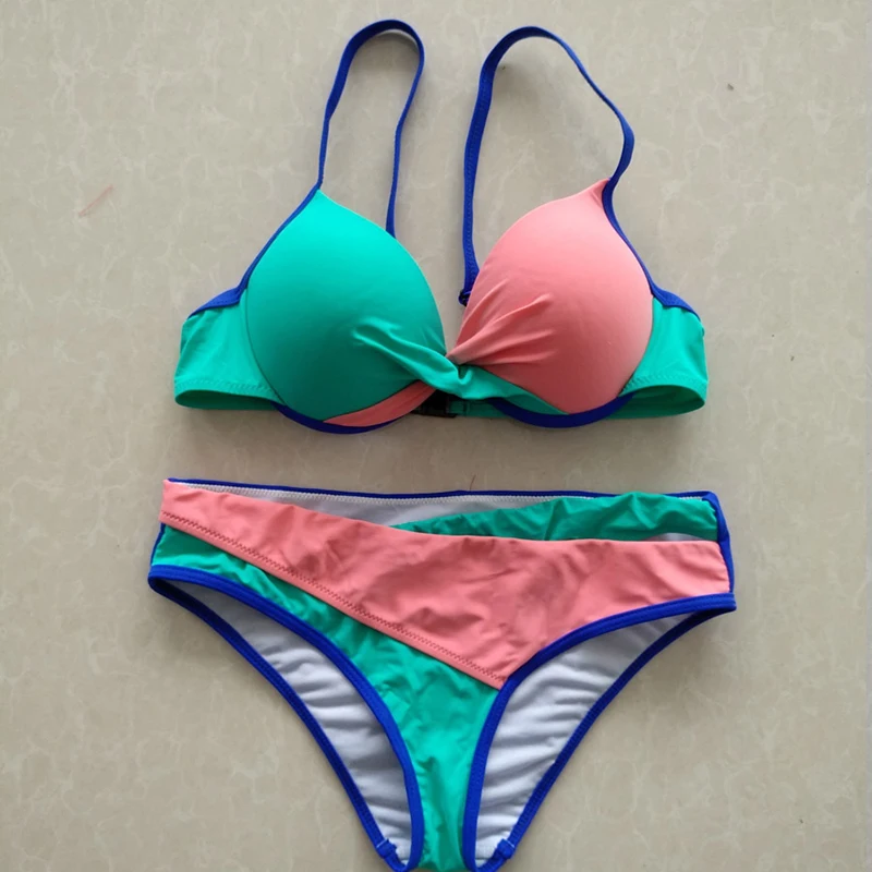 2018 Sexy Cross Brazilian Bikinis Women Patchwork Swimwear Print Swimsuit Push Up Bikini Set Bandage Beachwear Bathing Suits |