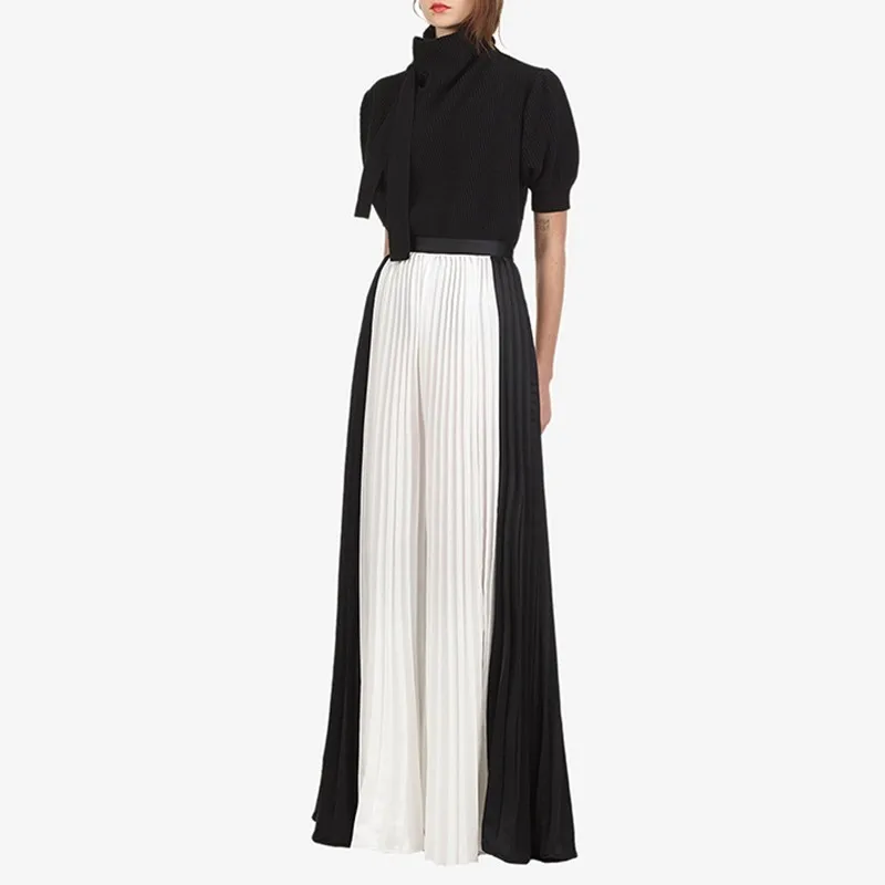To Gladself Chiffon Women's Trousers Oversize High Waist Patchwork Pleated Wide Leg Pants for Women 2018 Autumn Fashion Clothes | Женская