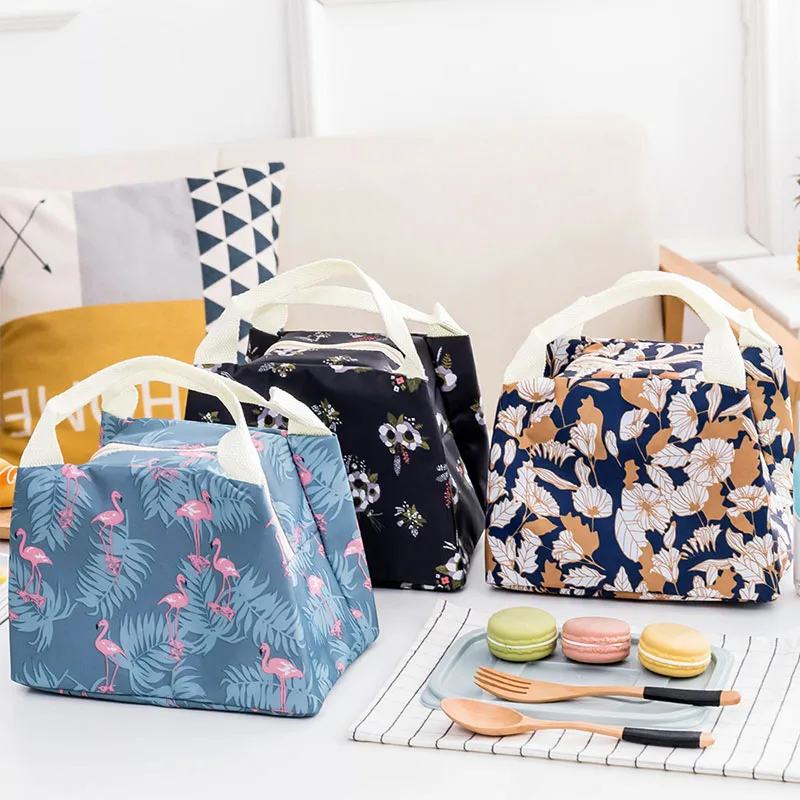 Изоляционная сумка с мультяшным фламинго водонепроницаемая для еды на вынос