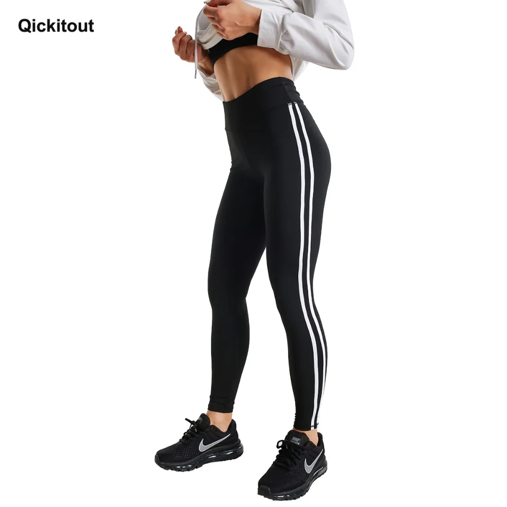 Женские эластичные леггинсы Qickitout спортивные облегающие из полиэстера с высокой