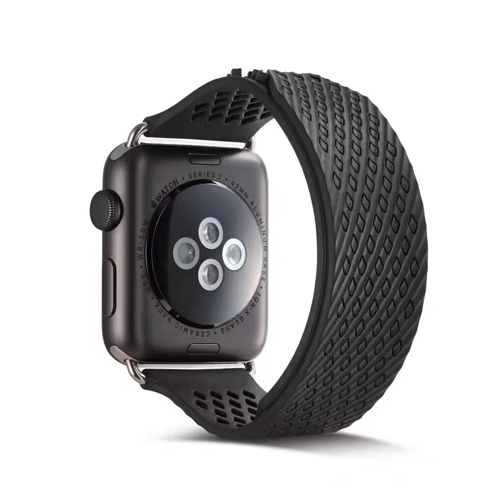 OEM резиновый ремешок для apple watch series 1 2 3 4 ремешок для iWatch 38 мм 42 мм 40 мм 44 мм sport bandseries 5 - Цвет ремешка: Черный