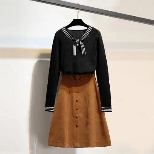 Корейская Женский комплект 2 шт. элегантная зимняя одежда предмета вязаный