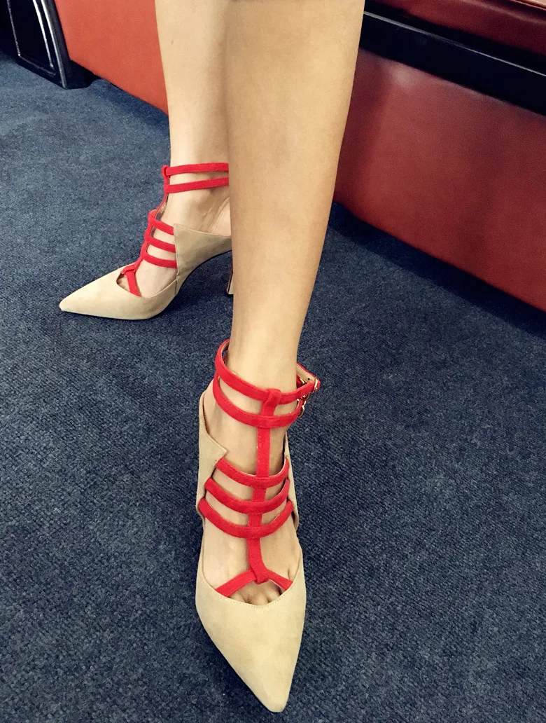 T-tied Suede High Heels Pointed Toe Women's Shoes Summer New 2019 Sandals in Sexy Lady Casual Pumps Customized | Обувь