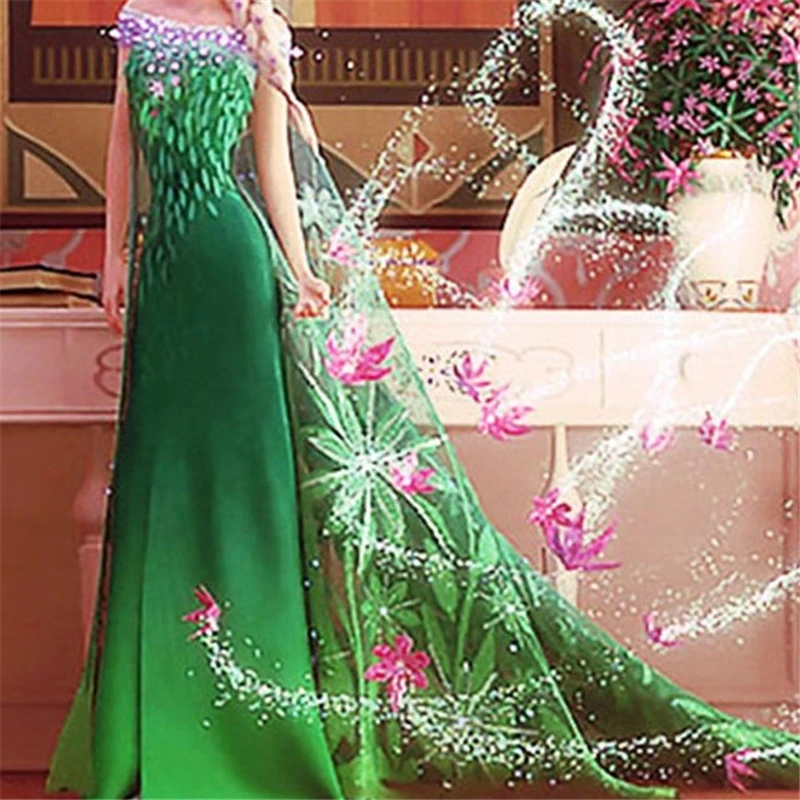 2018 новый год платье Эльзы Анна с длинным рукавом Детские платья костюмы для