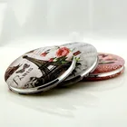 Портативное двухстороннее карманное зеркало для макияжа рамка из нержавеющей стали Эйфелева башня Косметический Макияж Мини Красота нормальное увеличительное P2