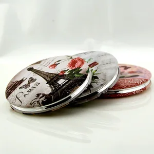 Портативное двухстороннее карманное зеркало для макияжа рамка из нержавеющей стали Эйфелева башня Косметический Макияж Мини Красота нормальное увеличительное P2