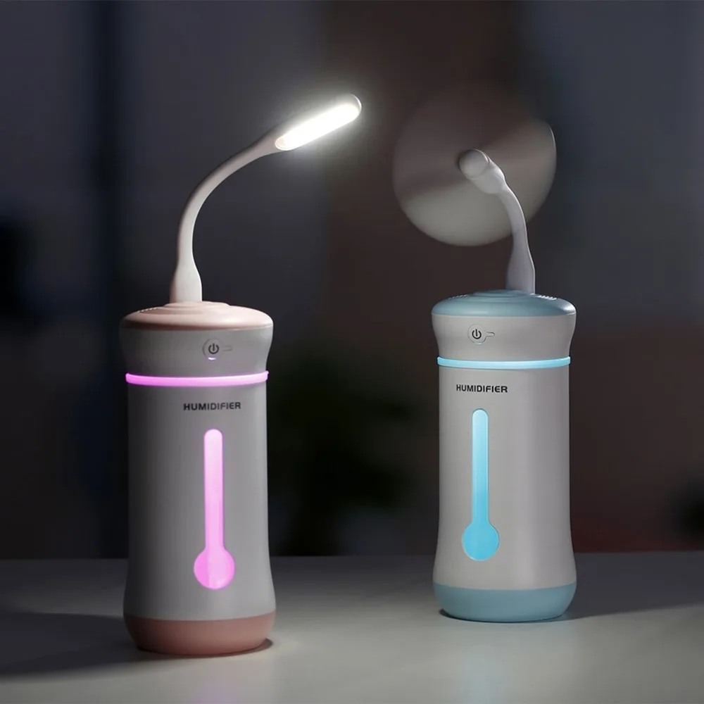Multifunction 3-in-1 Air Humidifier Essential Oil Diffuser with LED Light USB Fan Purifier for Home Aromatherapy | Бытовая техника