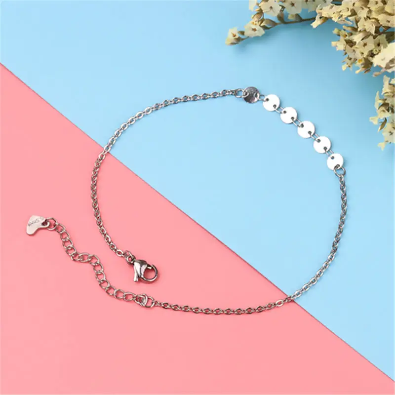 Простой ножные браслеты из нержавеющей стали для женщин в форме сердца маркиза