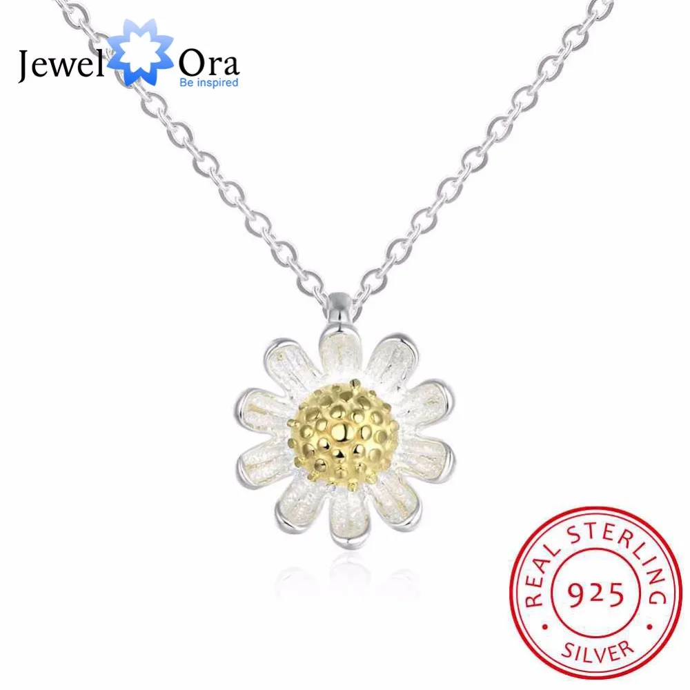 Женское ожерелье с подвеской в виде подсолнуха из стерлингового серебра 925 пробы