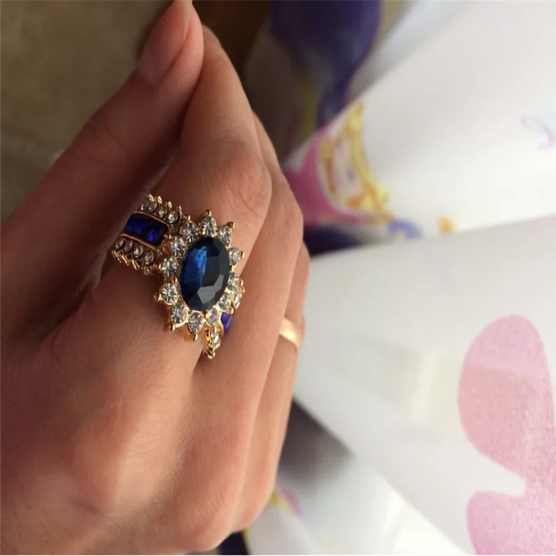 Женское кольцо с фианитом Fatpig синее для помолвки размер 6 12|ring size|blue zircon ringwomen fashion