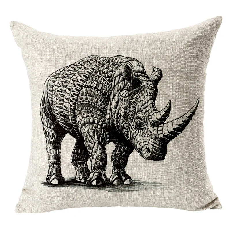 Чехол для подушки льняная накладка с рисунком совы автомобильного дивана