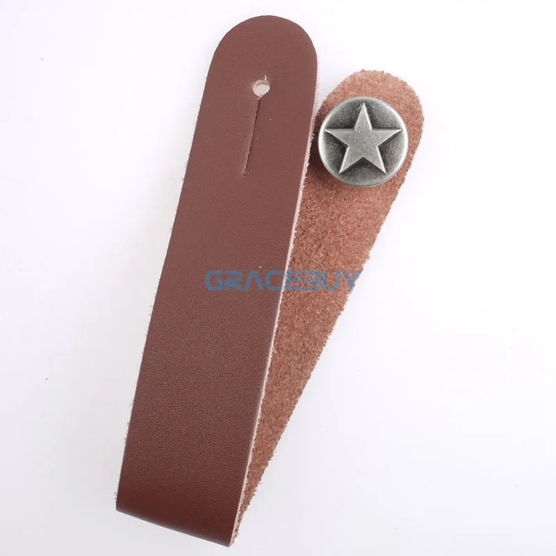Brown Sliver Button Натуральная кожа Ремешок гитары с кнопкой держатель для акустической, с сильной металлической застежкой, подходит выше шеи на головном 8 - Цвет: Brown Sliver Button