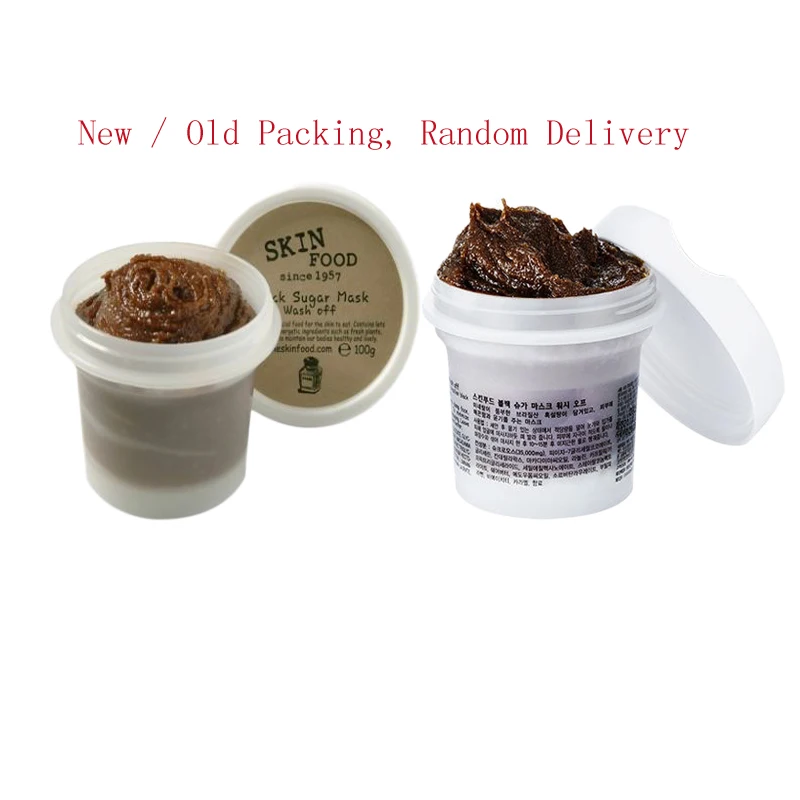 Skin Food черного сахарного маску 100g Корейская маска для лица средство от черных