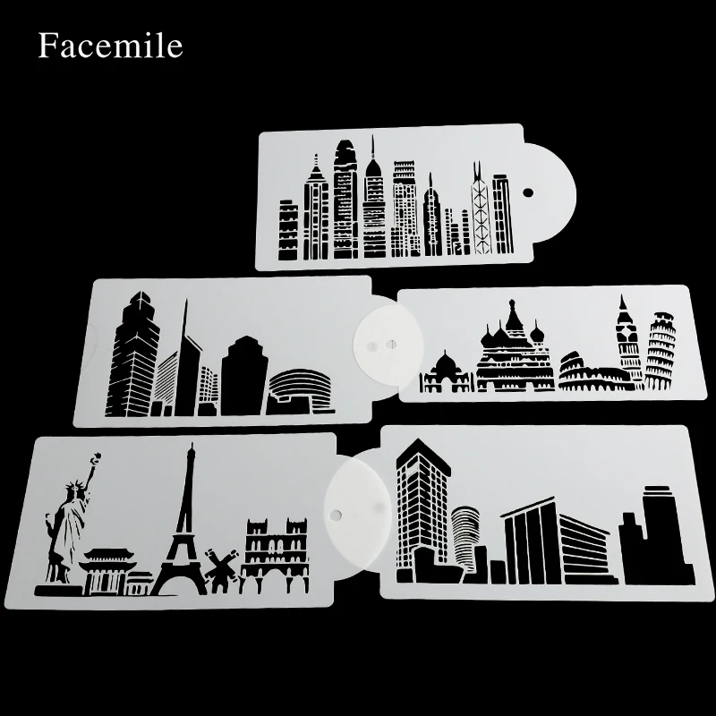 5 шт. трафареты для украшения выпечки|decorating tools|fondant cakestencil set |