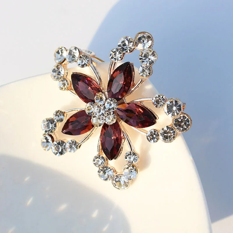 TODOX Brooch new Fashion beauty Women gold Zinc Alloy colorful crystal exquisite flower pins hot sale party wedding Gift for man | Украшения