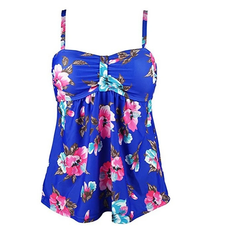 Новинка, сексуальный женский Танкини с цветочным принтом, купальник из двух частей, плюс размер, купальник, шорты, пуш-ап, женский купальник, юбка для пляжа, 4XL