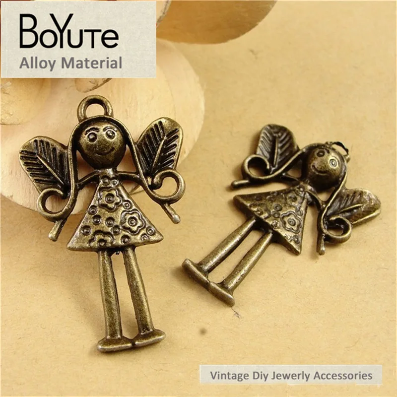 BoYuTe (40 Pieces/Lot) 25*38MM Fashion Antique Bronze Plated Metal Alloy Angel Charm Pendant for Jewelry Making Diy Handmade | Украшения и
