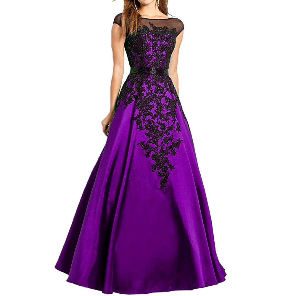 BW029 Black and Green Long Mother of the Bride Dresses Lace Appliques Evening party Gown V Back Satin Wedding Guest Gowns | Свадьбы и