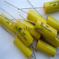 wholesale 50pcs long leads yellow axial polyester film capacitors electronics 0 47uf 630v fr tube amp audio free shipping