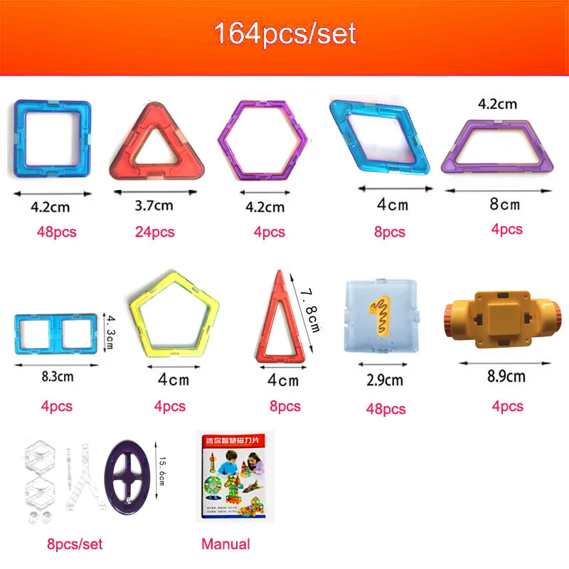 298pcs Blocks Magnetic Designer Construction Set Constructor Building Tiles Magnet Educational Toys For Children Kid 6065 | Игрушки и