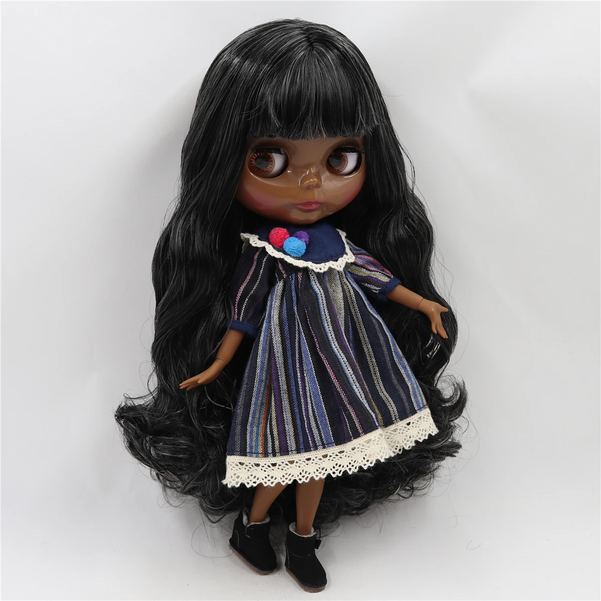 

ICY DBS Blyth doll joint body grey mix black hair super black skin white skin 30cm 1/6 bjd girls gift
