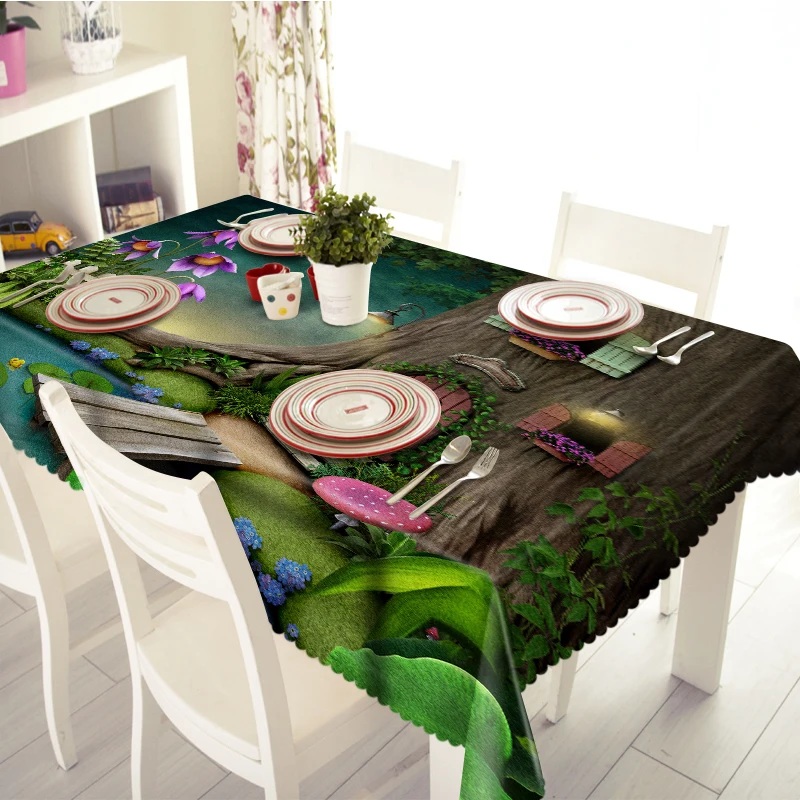 

Simplicity Flowers Wall Pattern 3d Tablecloth Restaurant Textile Thicken Polyester Waterproof Rectangular&Round Table cloth