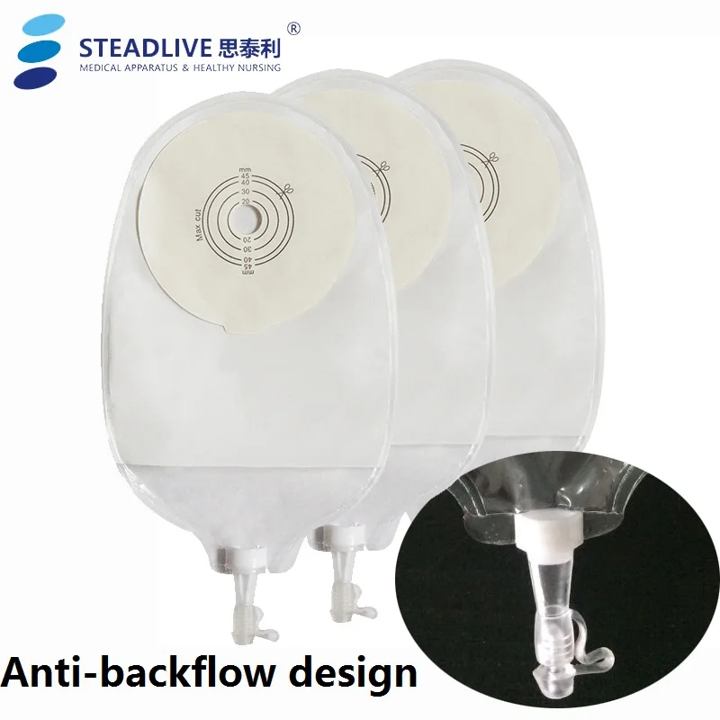 20pcs/lot~ One pc Drainage Urostomy Bags Valve Closure; Anti-backflow design One-piece Stoma Care Pouch with High Capacity~
