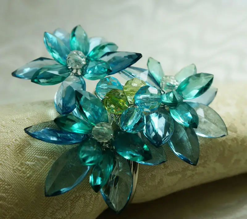 Синее акриловое кольцо для салфеток держатель расшитое бисером|ring holder jewelry|ring towel