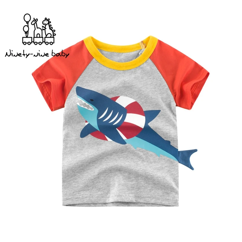 

Cartoon Print Baby Boys Whale T Shirt For Summer Infant Kids Boys Girls Lion T-Shirts Clothes Cotton Toddler Whale Tops 3-8Y