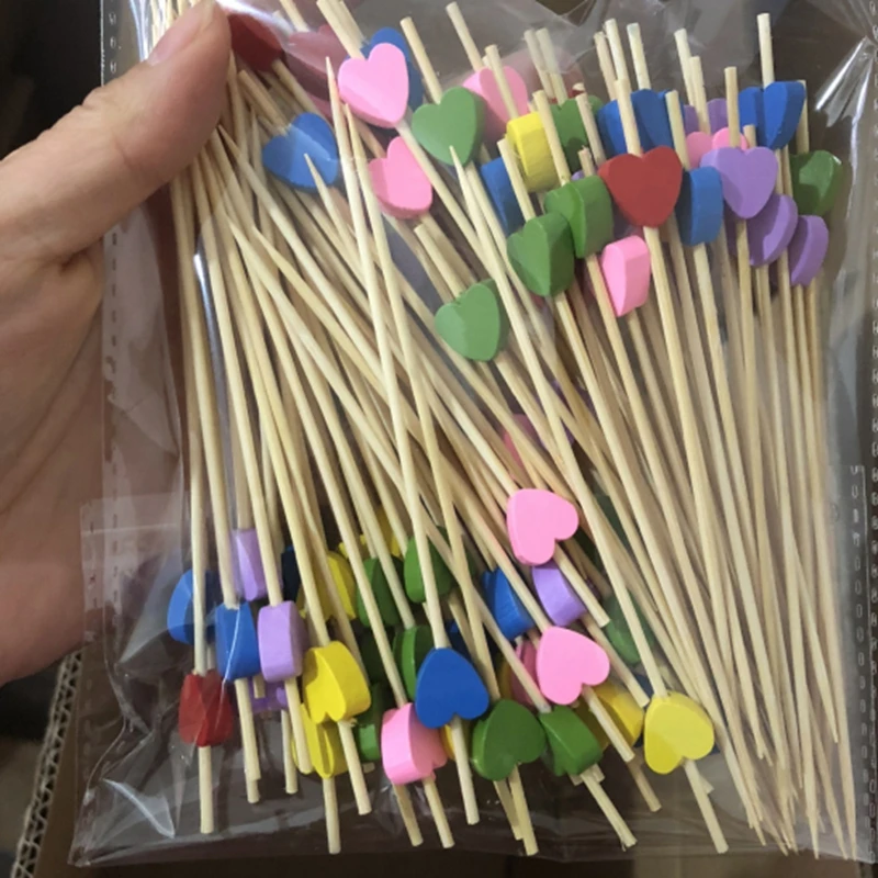 100 шт растительные палочки сердце бамбуковые для еды Шпажки канапе кекс фрукты