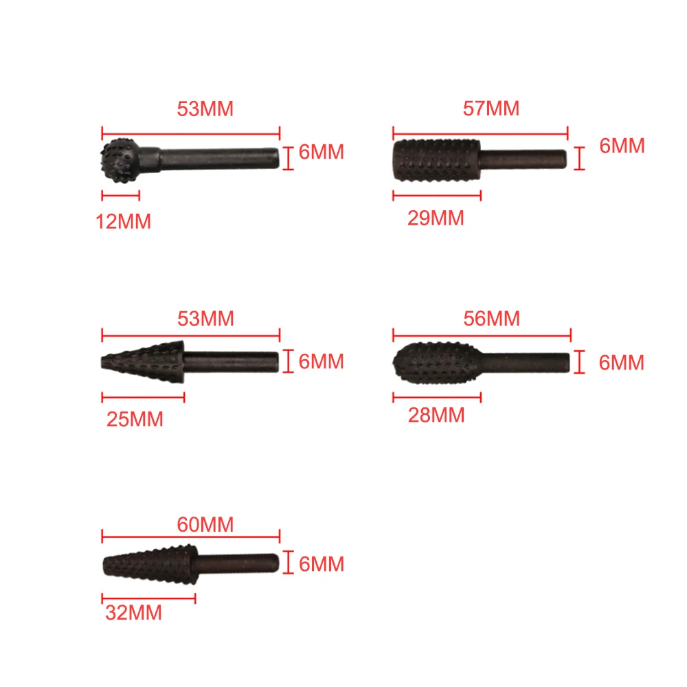 

5pcs Wood Drilling Rotary File Tool Mini Drill Bit Set Cutting Tool For Woodworking Knife Wood Carving Tool