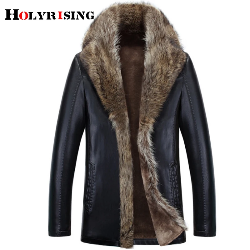 Holyrising 5XL Размер зимние Утепленные искусственная кожа повседневные мужские