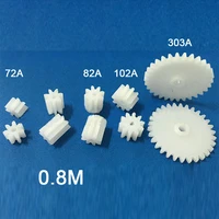 sample 10pcs modulus m 0 8 plastic tooth gear 72a 82a shoulder 102a 303a 0 8m gears toy accessories