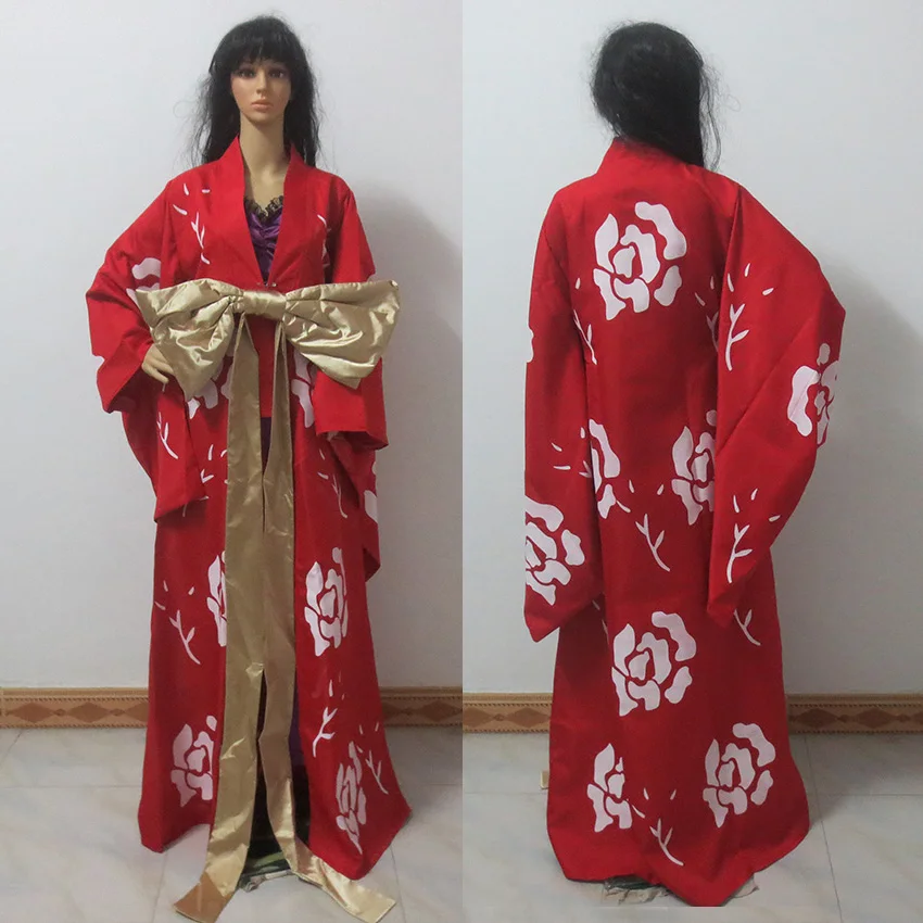 XxxHolic Итихара Юко Косплэй Для женщин/красный цвет длинное Цветочное платье кимоно