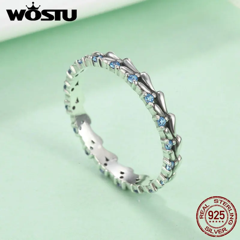 Женские кольца WOSTU из стерлингового серебра 925 пробы с волнистыми волнами модные
