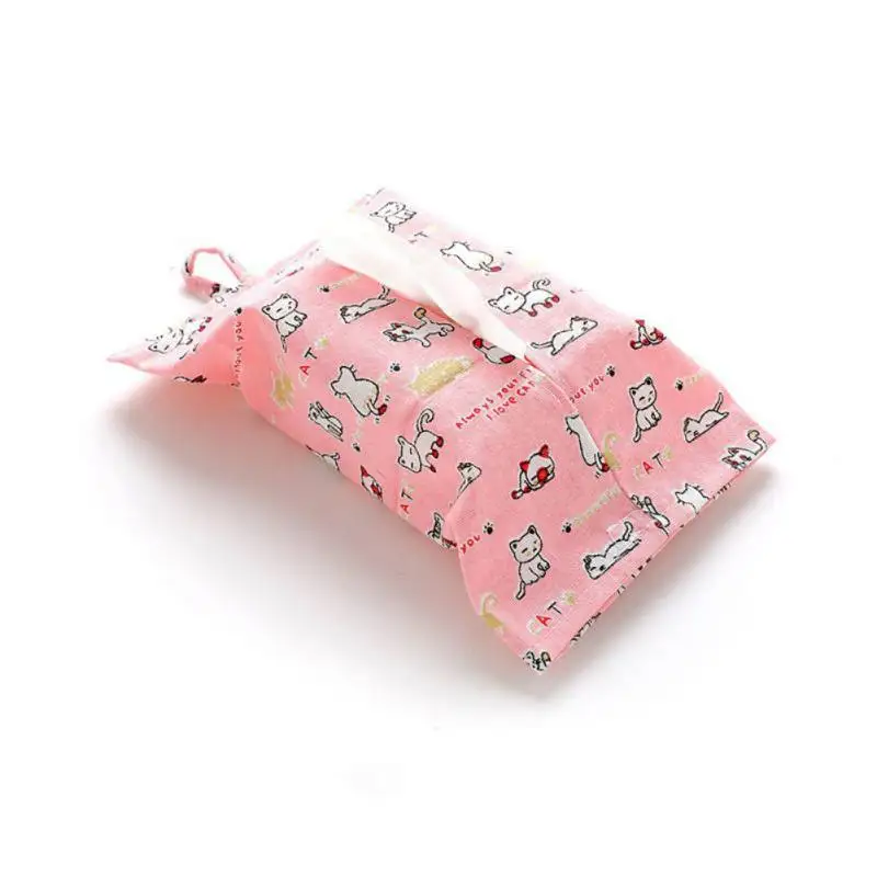 New Portable Hanging Tissue Bag Flower Pattern Linen Towel Paper Bags Creative Car Home Wall Storage Holder Case | Автомобили и