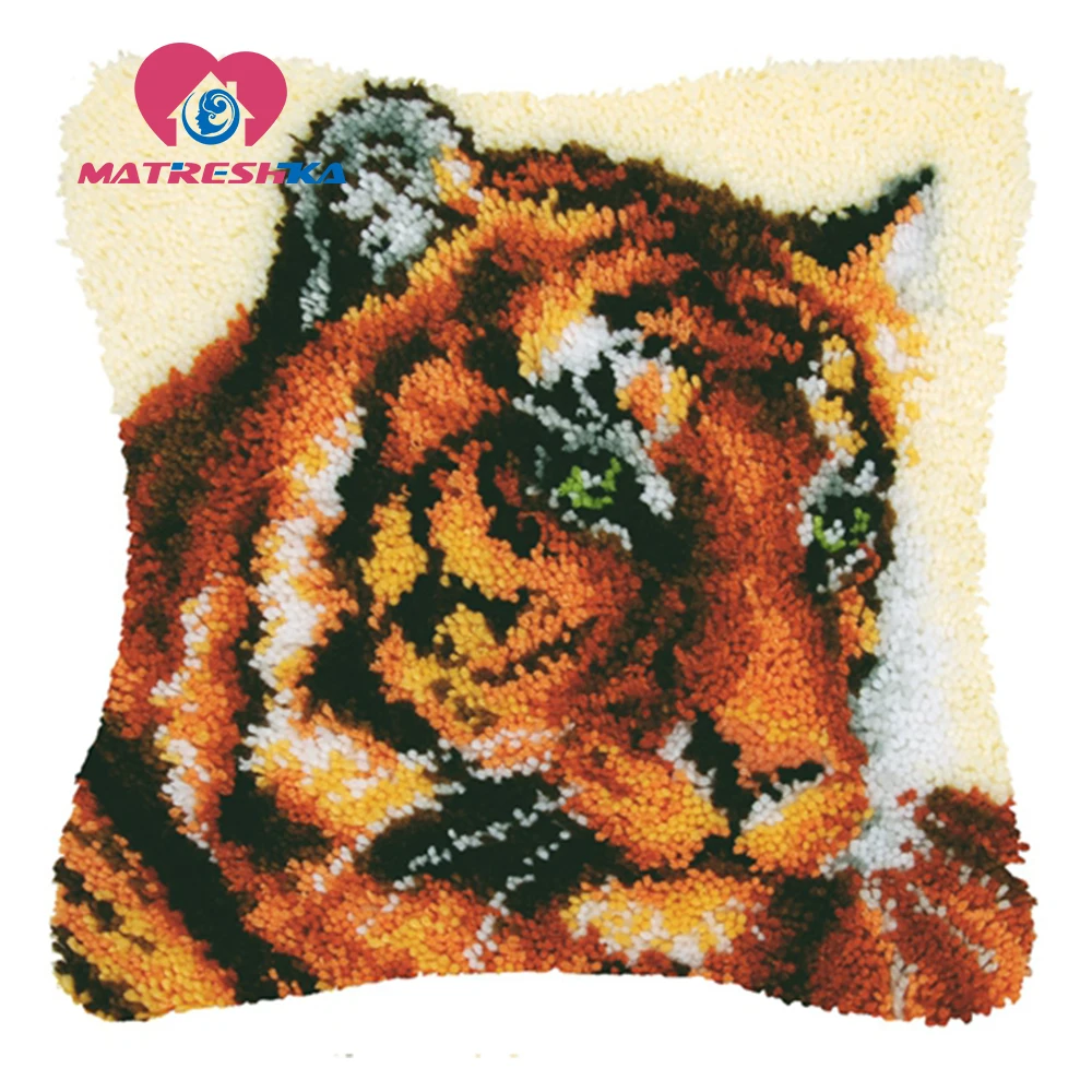 

Tiger foamiran for needlework cross-stitch pillow latch hook rug kits Foamiran for crafts embroidery pillow crochet hook clover