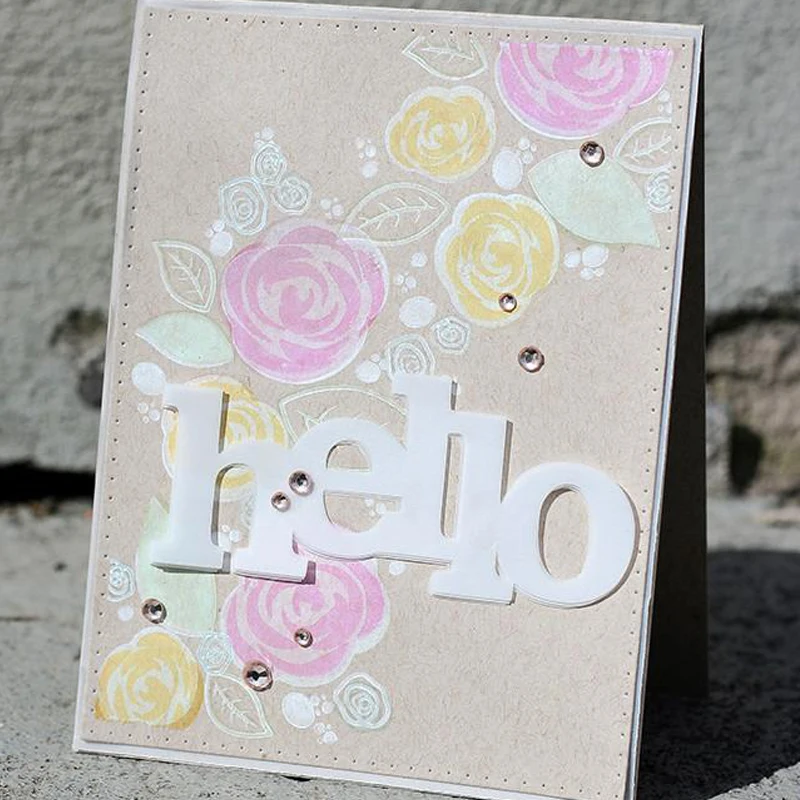 Новый металлический трафарет с надписью Hello для скрапбукинга