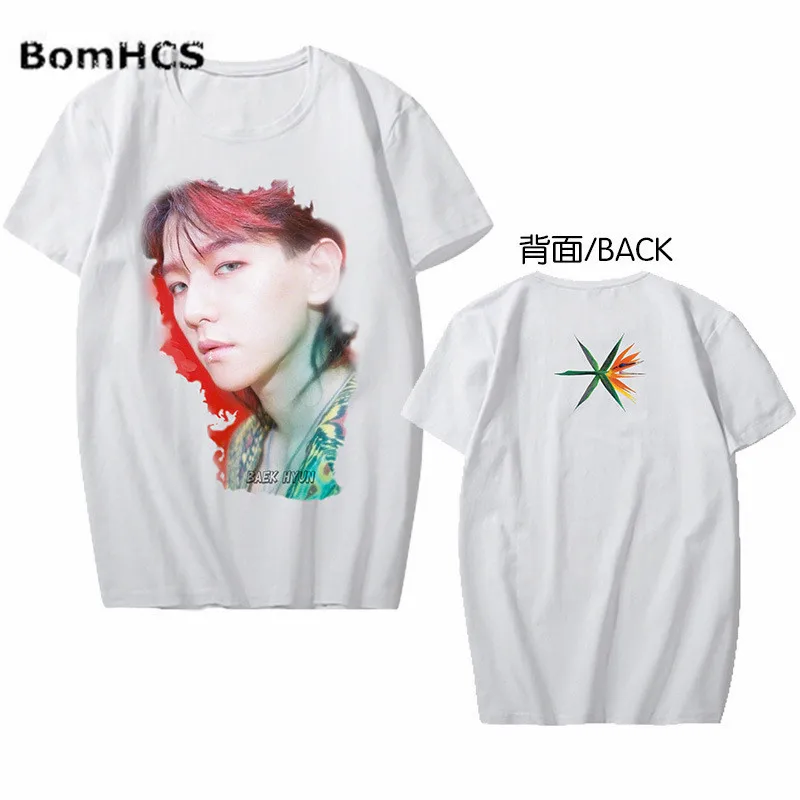 BomHCS KPOP EXO футболка из хлопка с короткими рукавами Baekhyun XIUMIN CHEN SUHO CHANYEOL D. O. Футболка