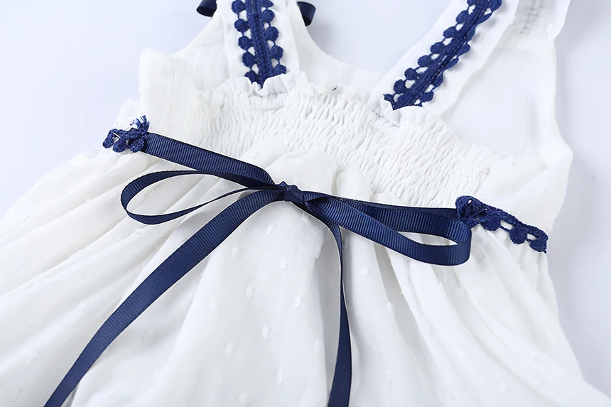 Girl Summer White Dress Cotton Kids Fashion Wholesale Lots Bulk Clothes Toddler Beautiful Lace Sundress Bow Flower Appiques | Детская