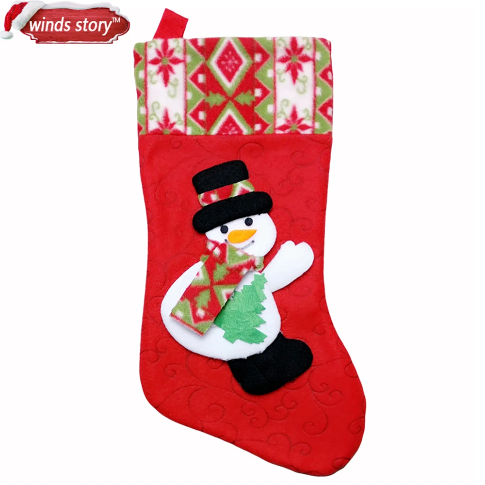 Милые рождественские чулки украшения Санта Клаус снеговик рождественский