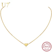u7 heart short choker necklace for women 925 sterling silver love shape pendant necklace female round chain accessories sc267