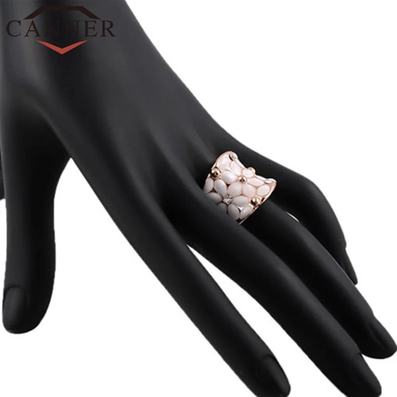 Женское кольцо с белым цветком CANNER обручальное Ювелирное Украшение цвета