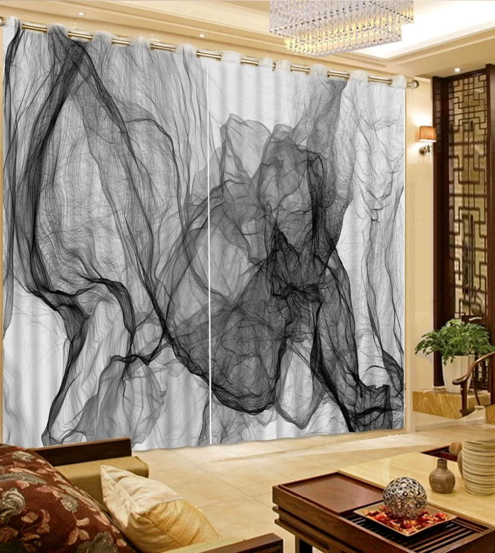 

3D Curtains home bedroom decoration 3D Curtain Modern depicting black fog Bed room Living room Office Hotel Cortinas