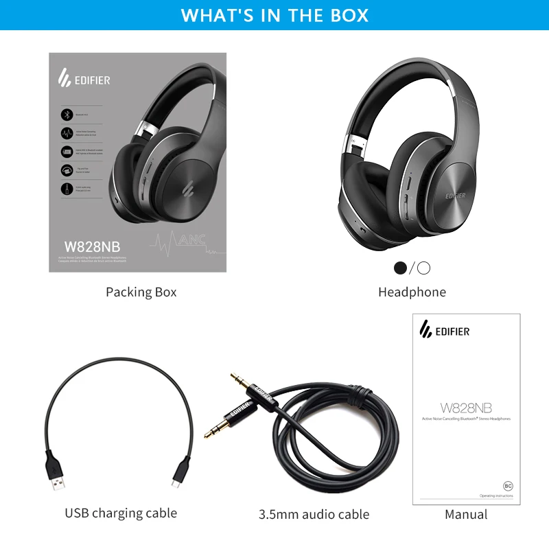 EDIFIER W828NB Bluetooth наушники ANC функция до 25 часов воспроизведения складной дизайн беспроводные наушники