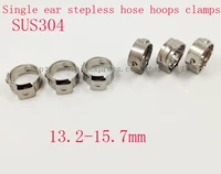 50pcslot high quality stainless steel 304 13 2 15 7mm 15 5mm single ear stepless hose hoops clamps
